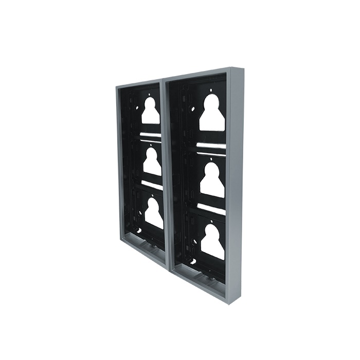 Serie Ultra - Custodia da parete 2x3 moduli (6 moduli) silver RAL9006, cavo incluso