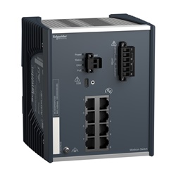 switch di rete, rete Modicon, PoE Power over Ethernet, gestito, porte da 8 Gigabit per rame