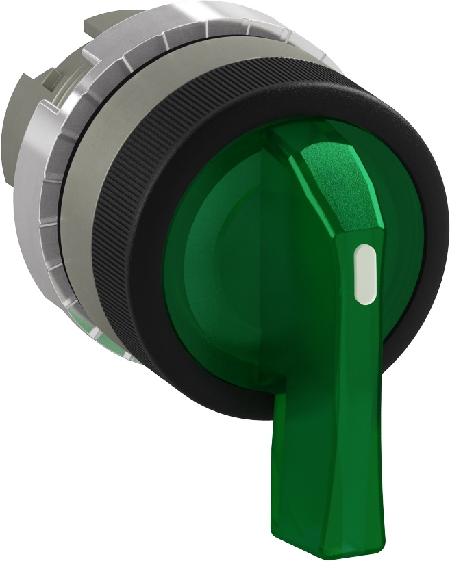 Selettore luminoso 2 posizioni verde mantenuto maniglia lunga metallo satinato per industria e edilizia