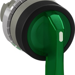Selettore luminoso 2 posizioni verde mantenuto maniglia lunga metallo satinato per industria e edilizia