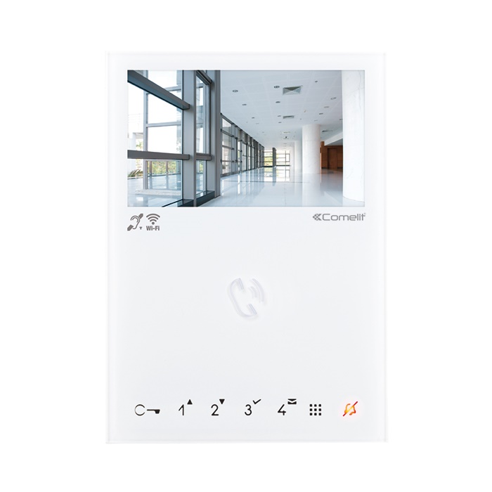 Serie Mini Wi-Fi - Monitor 4.3/16:9 vivavoce per kit 8561V, sistema ViP, Wi-Fi integrato, 7 pulsanti soft touch, preprogrammato, PoE
