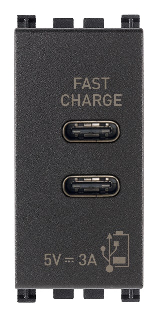 Alimentatore USB C+C 15W 3A 5V cavo 1 metro grigio per dispositivi elettronici