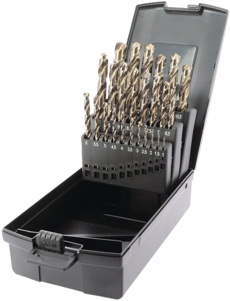 Set 25 punte metallo HSS 5% cobalto Ø1-13 mm per acciaio inox e acciai legati