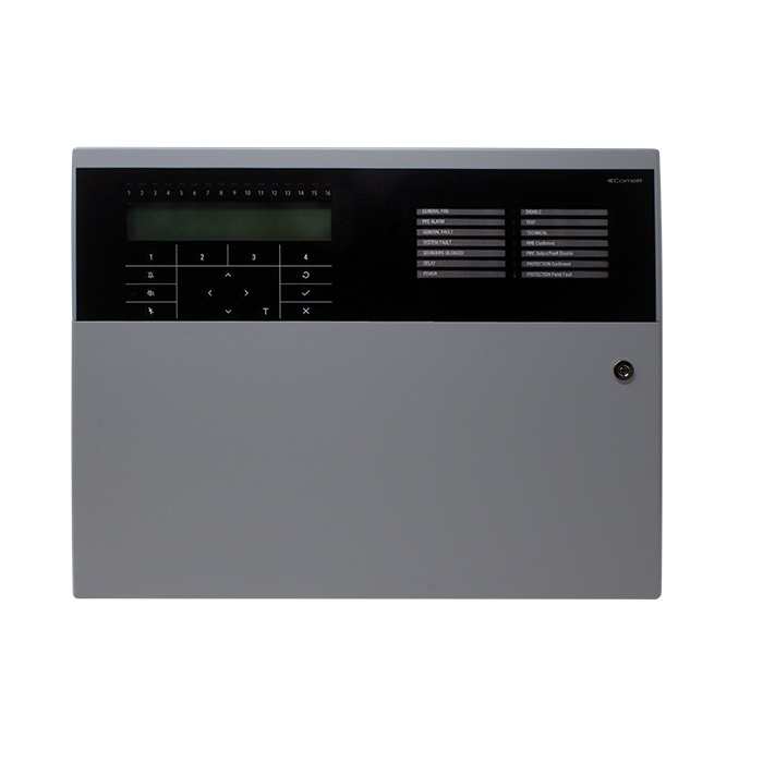 Serie LogiFire - Centrale antincendio 1-2 loop, 250 dispositivi/loop, 48 zone, alimentatore 5A, LCD 4x40, EN54-2/4/13