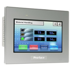Display touch panel da 7 W, 2COM, 2 Ethernet, dispositivo host USB, 24 V CC, modello GP-Pro EX