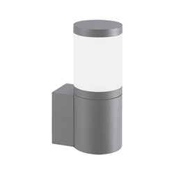 Applique esterno grigia E27 IP54 struttura alluminio diffusore policarbonato LED max 15W