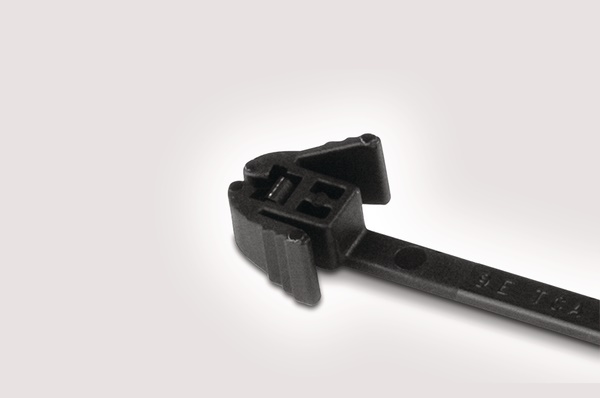 Fascetta riapribile 200x4,8 mm nera con meccanismo sblocco rapido per packaging e chiusura confezioni riutilizzabile