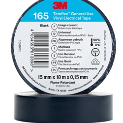 Nastro isolante vinile 15mm x 10m Temflex 165 nero, flessibile, ignifugo, uso elettrico generale interno/esterno