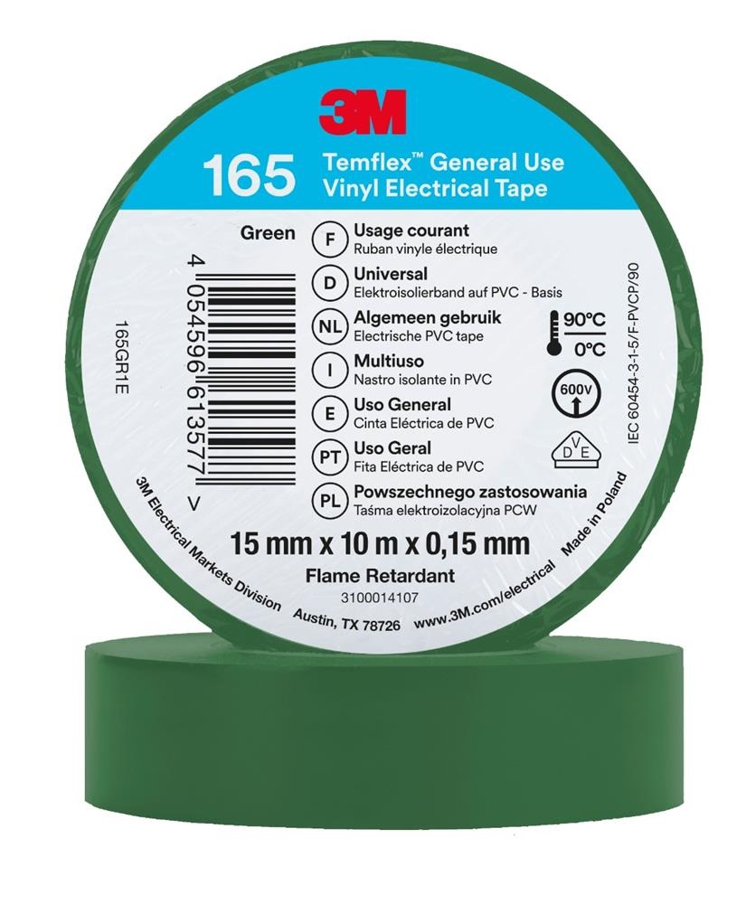 TEMFLEX 165 15MM X 10M GREEN