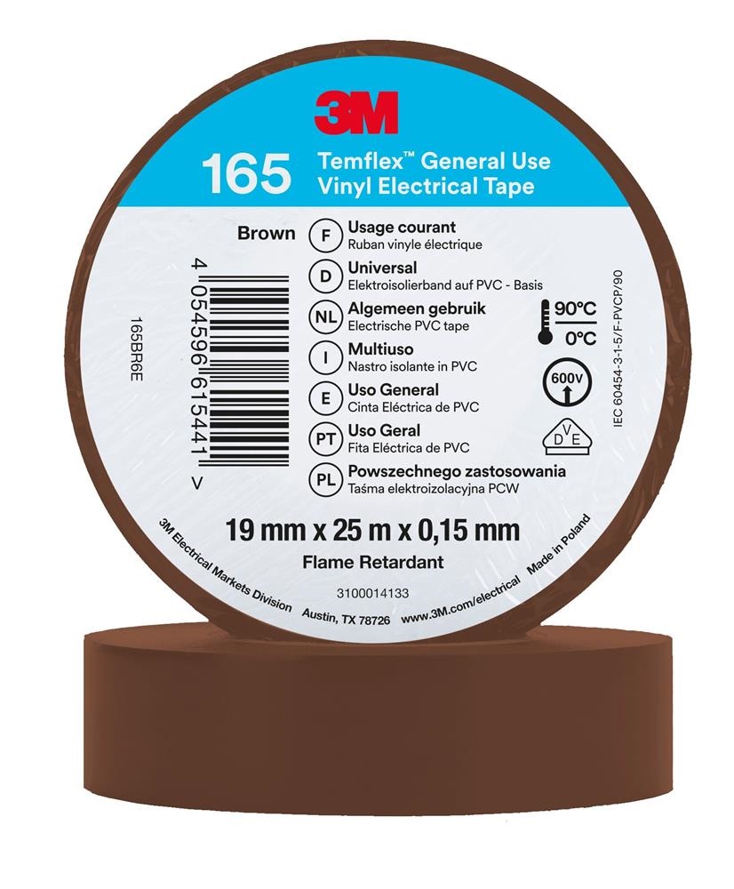 TEMFLEX 165 19MM X 25M BROWN