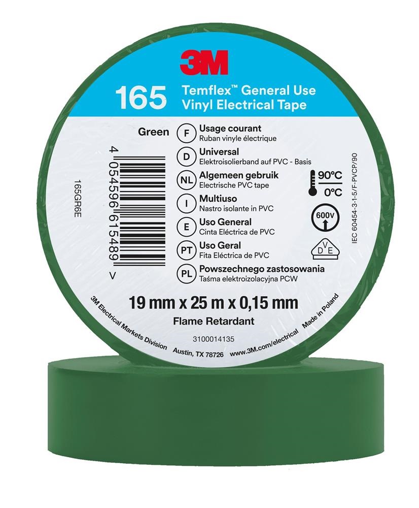 TEMFLEX 165 19MM X 25M GREEN