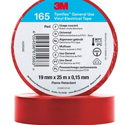 Nastro isolante vinile rosso 19mm 25m PVC ritardante fiamma uso elettrico
