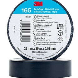 TEMFLEX 165 25MM X 25M BLACK