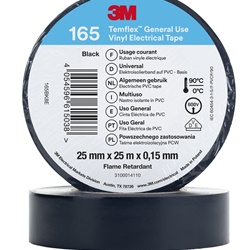 Nastro isolante vinile nero 25mmx25m uso elettrico generale