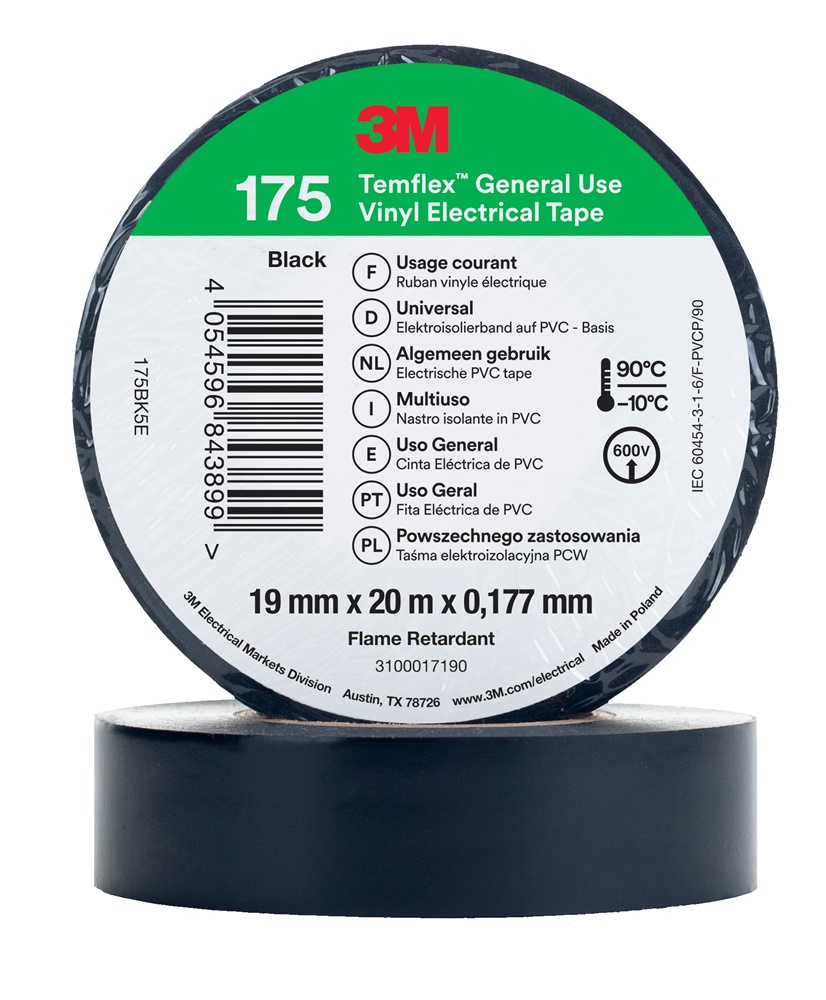 TEMFLEX 175 19MM X 20M BLACK