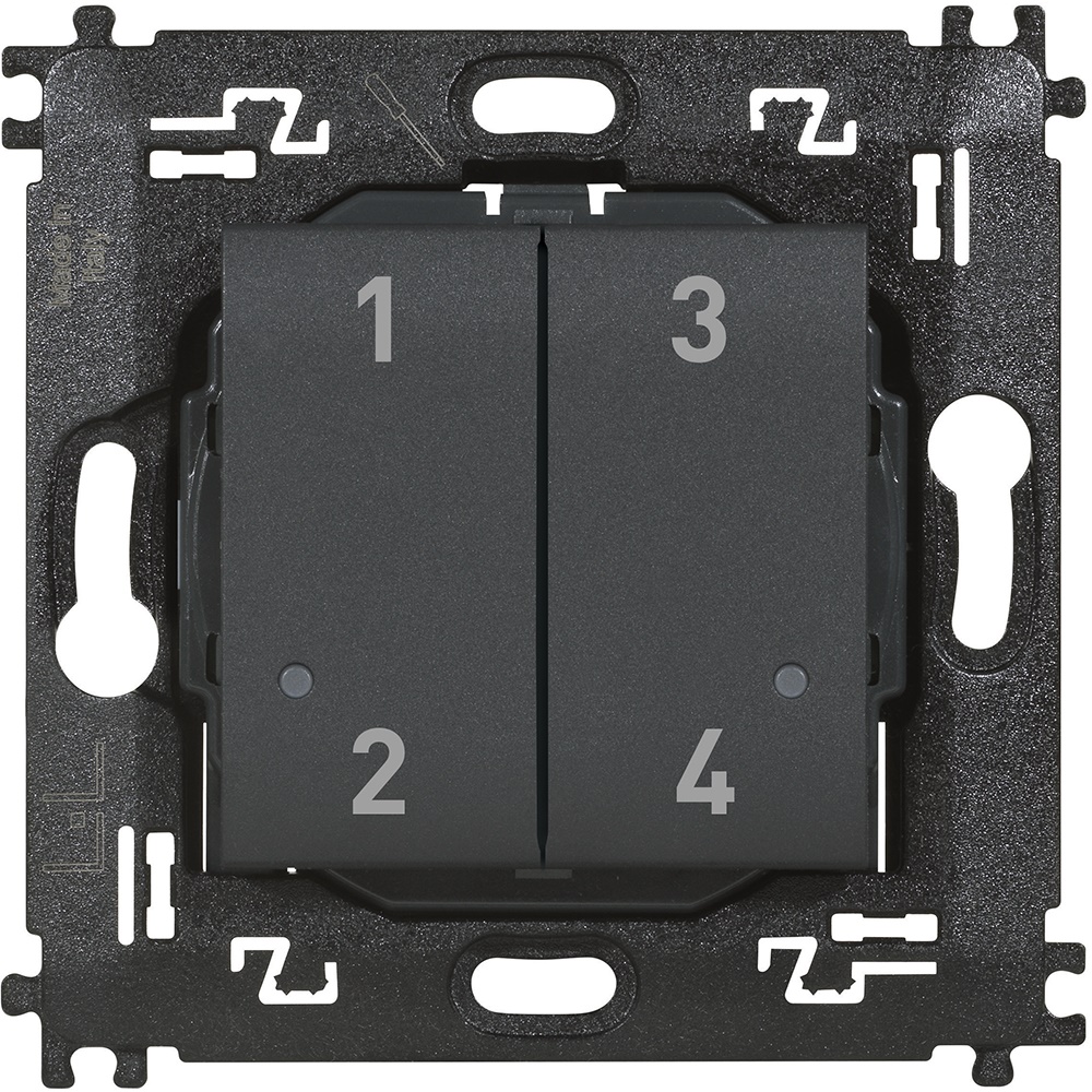 Telecomando wireless 4 scenari antracite con tecnologia rolling code 128 bit per controllo impianti elettrici sicurezza avanzata