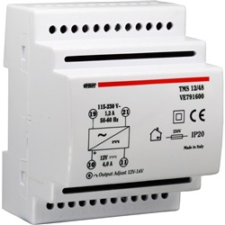 Alimentatore switching stabilizzato 48W 115-230V 12V montaggio DIN compatto protezione termica sovraccarico cortocircuito LED stato funzionamento