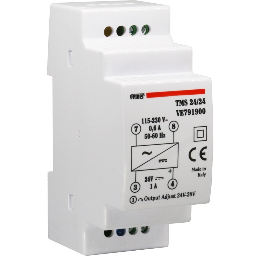 Alimentatore switching stabilizzato 24W 115-230V a 24V montaggio DIN compatto protezione termica sovraccarico cortocircuito LED stato funzionamento
