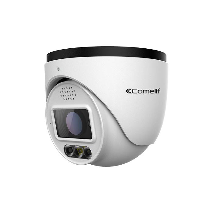 Serie Advance - Telecamera IP turret 5MP perimetrale, varifocale 2.8-12mm, LED IR 50m, speaker flash LED, 12V e PoE, ONVIF