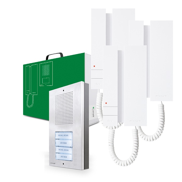 KIT AUDIO 5 FILI TRIFAMILIARE EXTRA-MINI per impianti citofonici residenziali