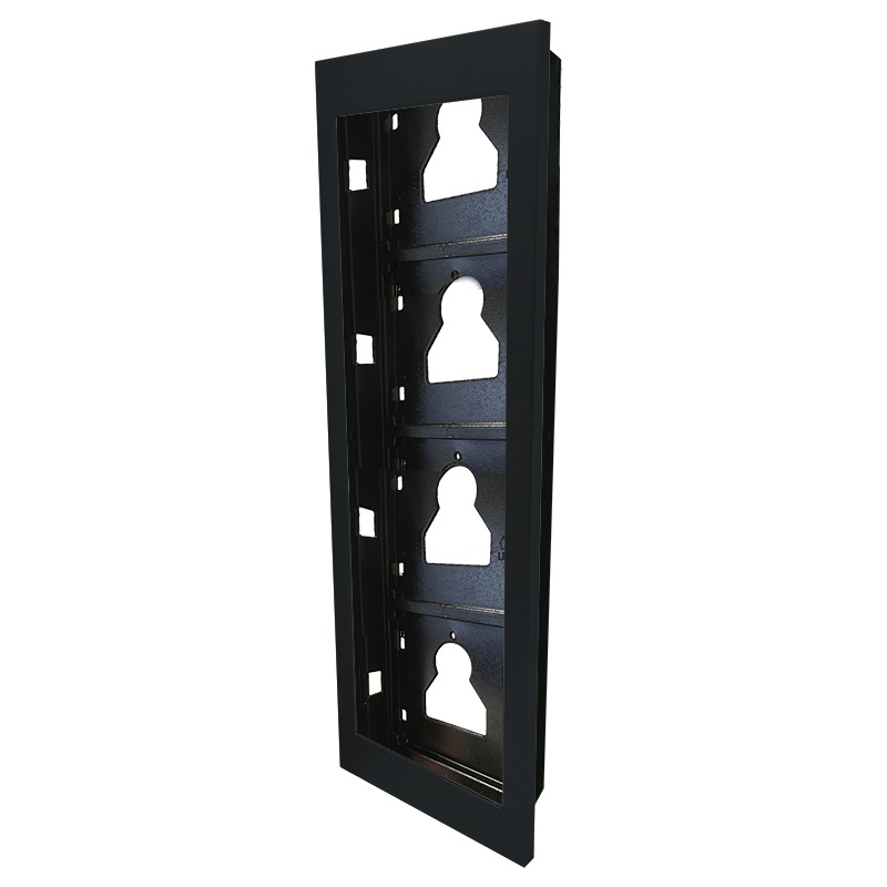 Serie Ultra Black - Telaio da incasso 4 moduli, alluminio nero RAL9005, anti-UV, affiancabile, 125.5x408x35mm