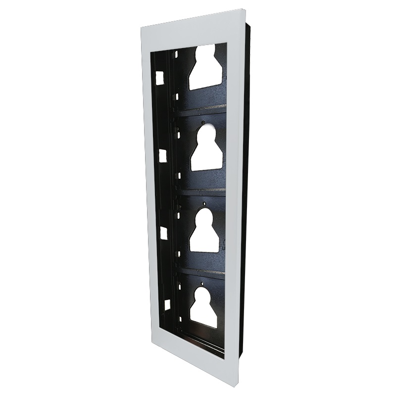 Serie Ultra White - Telaio da incasso 4 moduli, alluminio bianco RAL9016, anti-UV, affiancabile, 125.5x408x35mm