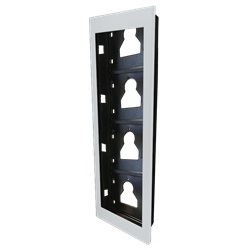 Serie Ultra White - Telaio da incasso 4 moduli, alluminio bianco RAL9016, anti-UV, affiancabile, 125.5x408x35mm