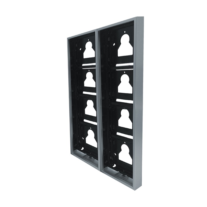 Serie Ultra - Custodia da parete 2x4 moduli (8 moduli) silver RAL9006, cavo incluso