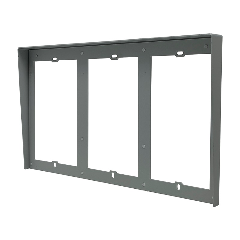 Serie Ultra - Visiera parapioggia da incasso 9 moduli (3x3 affiancati), alluminio anodizzato grigio, 386x322x32mm