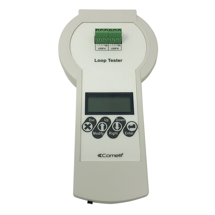 Strumento test loop, trova corto/aperto con posizione, misura V/R, conta dispositivi, indirizzamento ID/IS, multilingua, alimentatore incluso