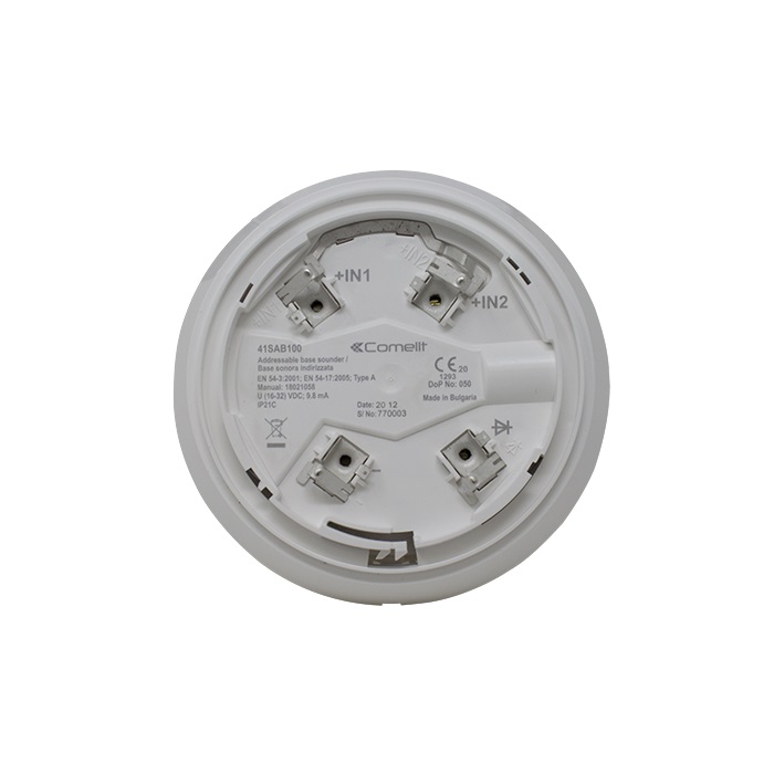 Serie LogiFire - Base sirena indirizzata, montaggio diretto rivelatore, 32 toni + 2 livelli da centrale, base 41RBX020, isolatore, EN54-3/17