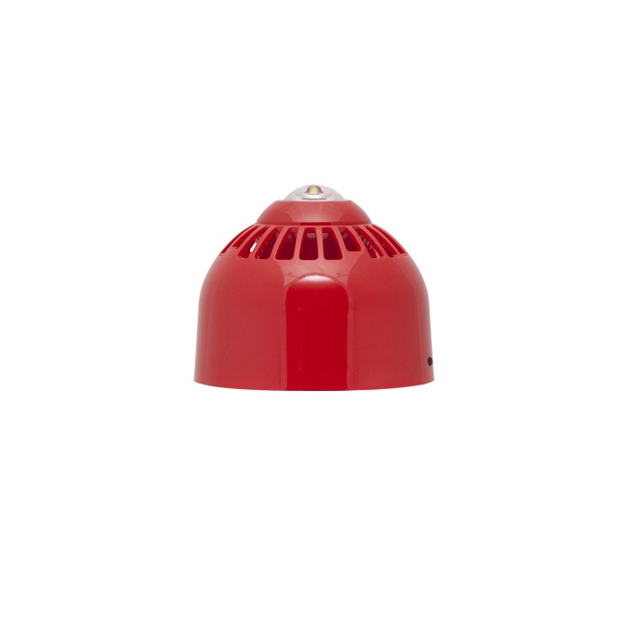 Sirena e lampeggiante soffitto, LED bianco, 94-97dB(A), copertura 3x15m, IP65, EN54-3/23