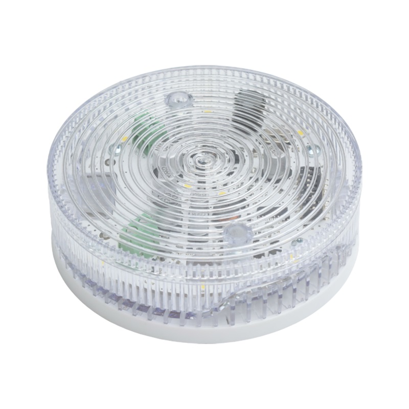 Sirena con lampeggiante bianco interno, 32 toni, priorità evacuazione. Conforme alle norme EN54, parte 3 e parte 23.