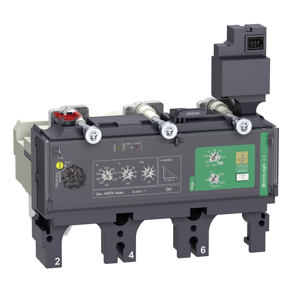 Sganciatore elettronico MicroLogic 4.3 Vigi 570A 3 poli per ComPacT NSX 630 protezioni base e differenziali