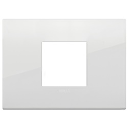 Placca Classic 2 moduli metallo polar total look diaframma bianco per installazioni elettriche