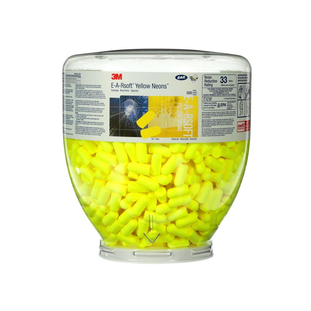 3M™ E-A-R™ E-A-Rsoft™ Yellow Neons™ Inserti monouso PD-01-002, 36 dB, boccione da ricarica, 500 paia