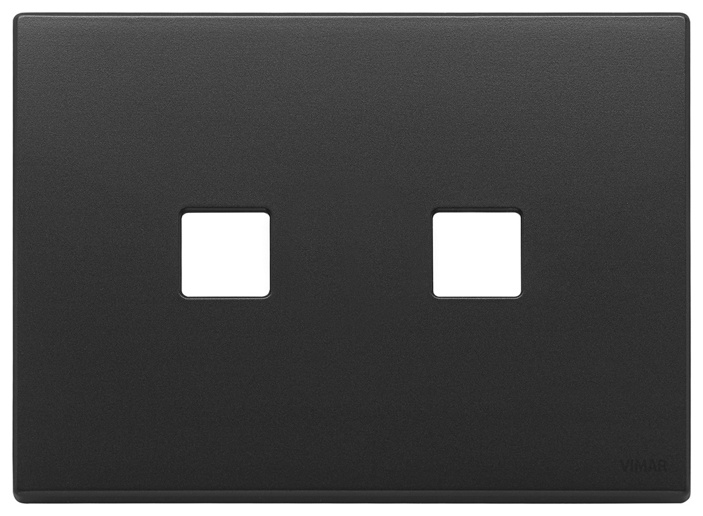 Placca 3 moduli doppia comando Flat metallo grigio antracite per installazione elettrica