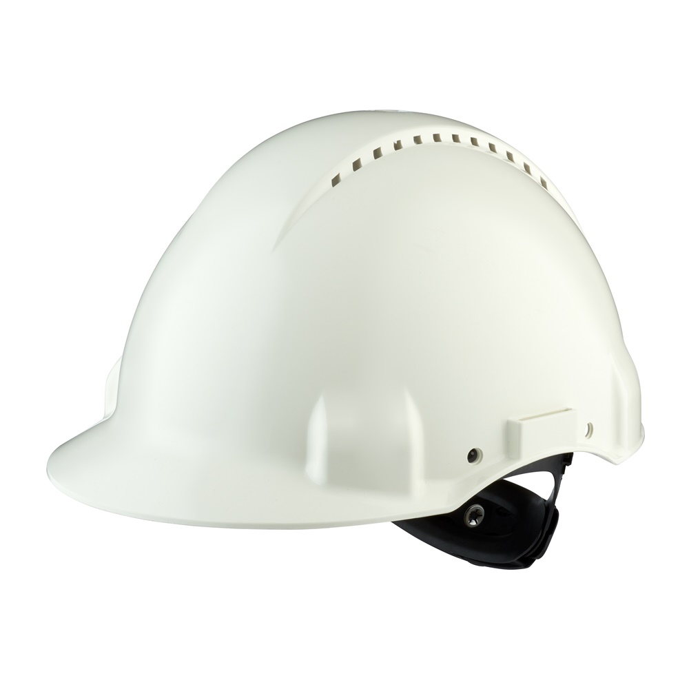 Elmetto rigido 3M G3000 ventilato con cricchetto Uvicator protezione EN 397/50365 bianco