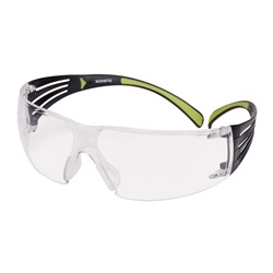 3M™ SecureFit™ 400 Occhiali di protezione, montatura nera/verde, antigraffio/anti-appannamento, lenti trasparenti