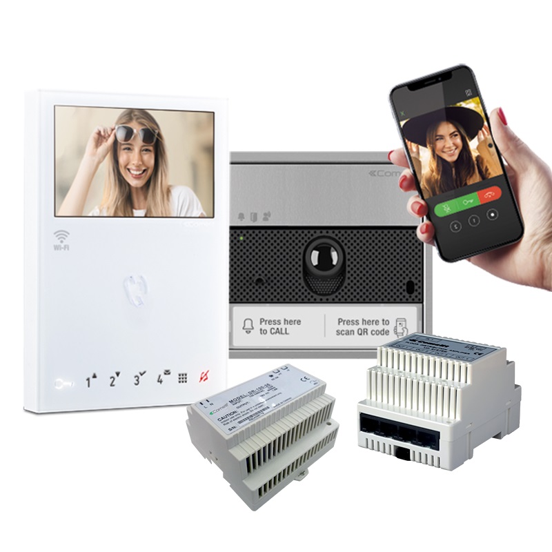 Serie Mini - Kit monofamiliare con posto esterno Ultra, gateway slave e monitor Mini, sistema ViP, preprogrammato