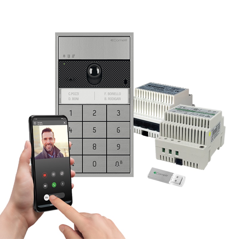 Serie Ultra - Kit video monofamiliare con posto esterno Ultra tastiera numerica e gateway master, sistema ViP, 1 licenza master inclusa