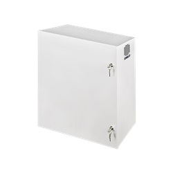 Contenitore metallico per NVR, XVR e monitor large, doppia serratura, tamper, rack 19, monitor max 22, compatibile ventola ACC01BOX