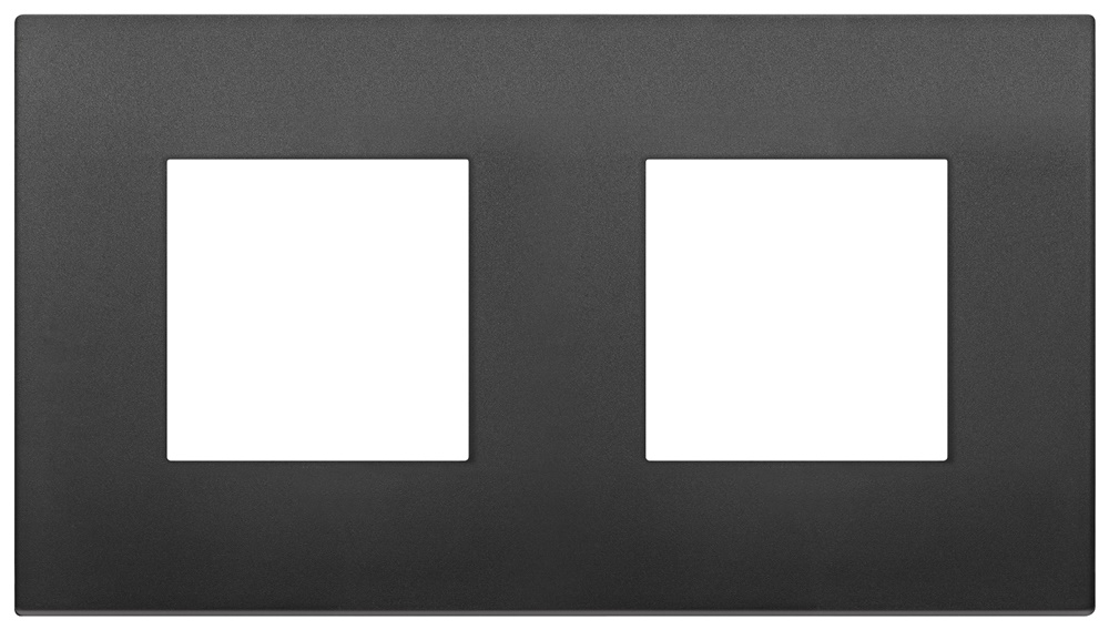 Placca 4 moduli 2+2 interasse 71 mm tecnopolimero nero per impianti elettrici