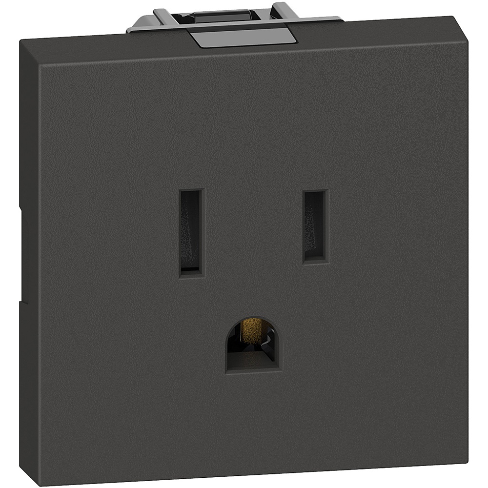 Presa elettrica 2P+T 15A 127/250V standard USA alveoli schermati 2 moduli nero
