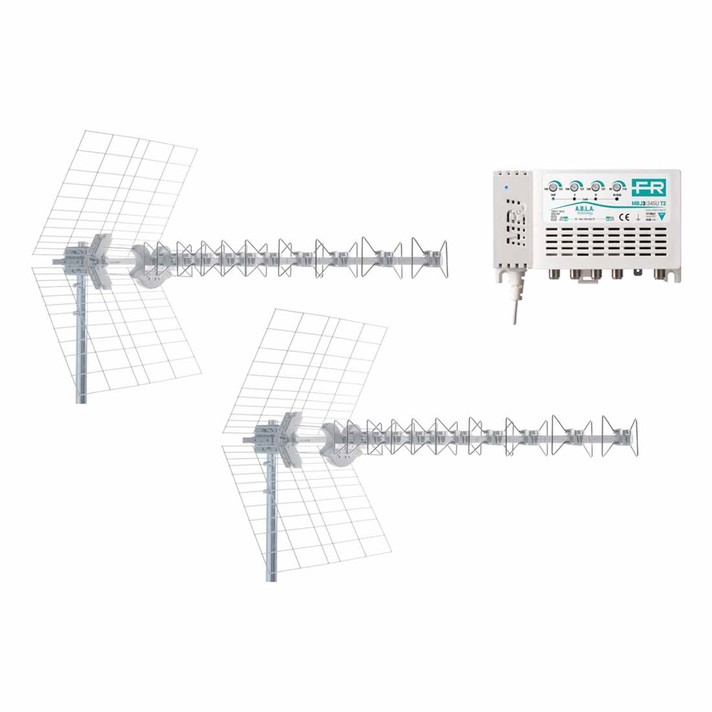 KIT 2 antenne 5G T2 BLU10 + centralino MBJ3r345UT2 per impianti terrestri