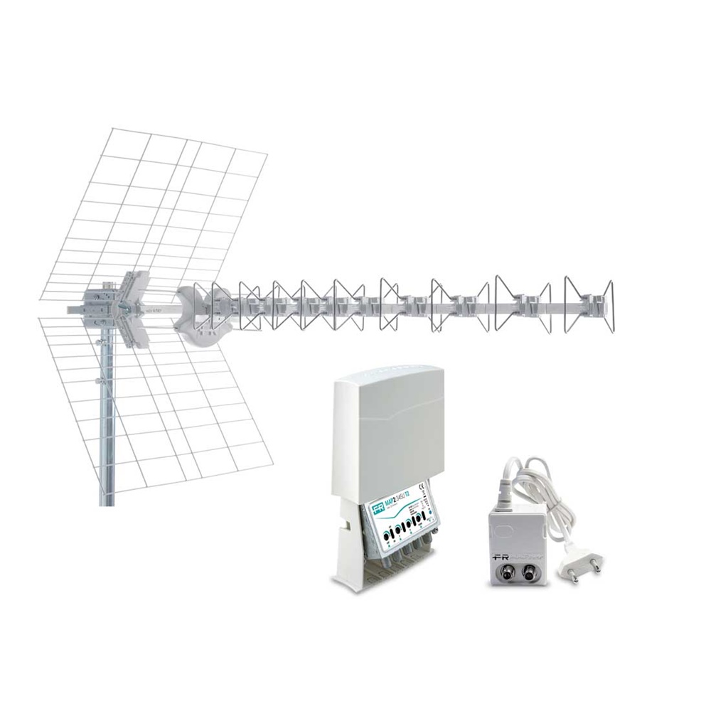 Kit antenna digitale terrestre 5G T2 BLU10 amplificatore alimentatore