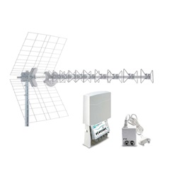Kit antenna digitale terrestre 5G T2 BLU10 amplificatore alimentatore
