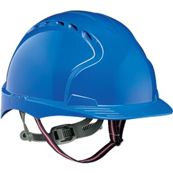 Casco elettricista Evo 2 blu calotta isolata fascia sottogola 2 punti attacco interno esterno