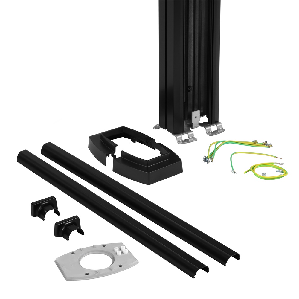 Colonna monofacciale curva alluminio nero 2780-4060 mm per impianti elettrici