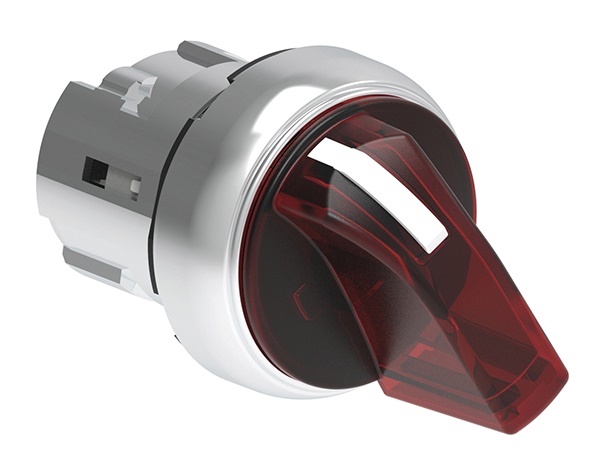 Selettore luminoso metallico rosso leva corta 2 posizioni Ø22mm per comando industriale